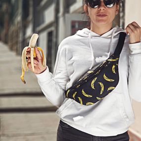 Сумка на пояс бананка Bumbag Бананы 27x16 см (BB_19A007_BL)