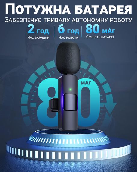 Беспроводная петличка 3в1: Lightning+Type-C+miniJack Savetek P29, микрофон для смартфона, ноутбука, планшета | Зображення 6