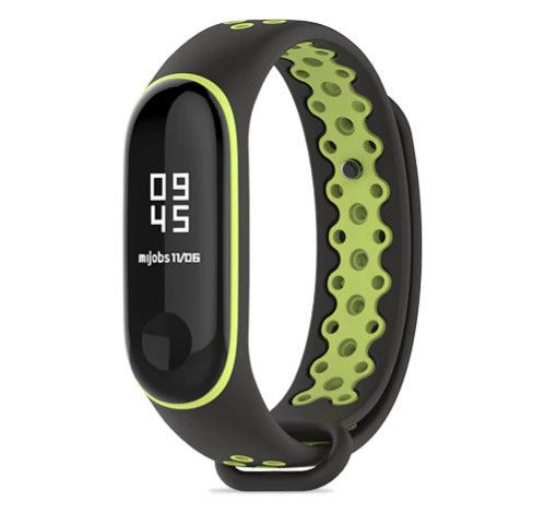 Силіконовий ремінець Primo Perfor Sport для фітнес-браслета Xiaomi Mi Band 3 - Black&Green | Зображення 1