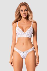 Комплект зі стрінгами Obsessive Heavenlly set Білий M/L