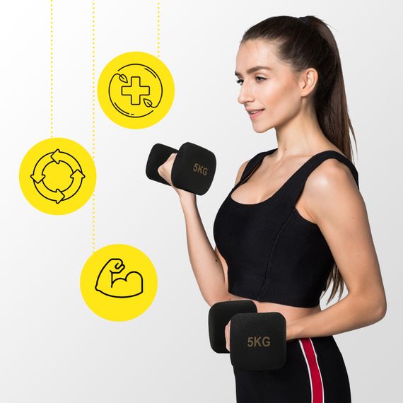 Гантелі вінілові Cornix Square 2 x 5 кг XR-0410 Black | Зображення 2