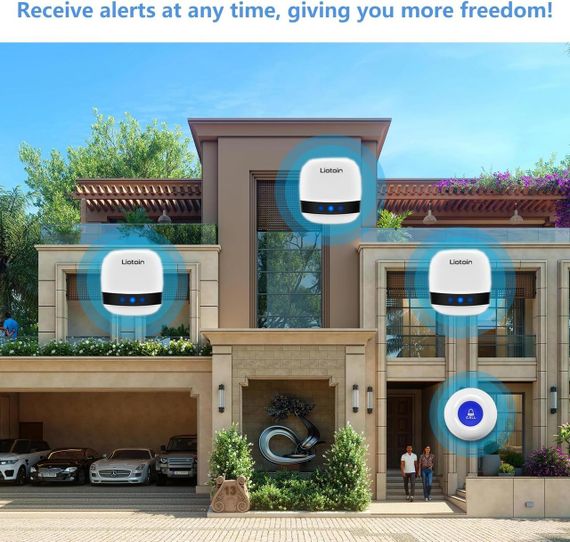 Беспроводной пейджер для сиделки, Кнопка вызова тревоги для пожилых людей, Персональный звонок для вызова трев | Зображення 4