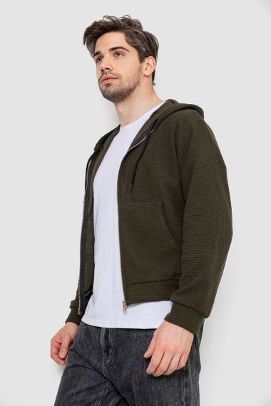 Кофта чоловіча на блискавці з капюшоном, колір хакі, 238R103-1 | Зображення 2