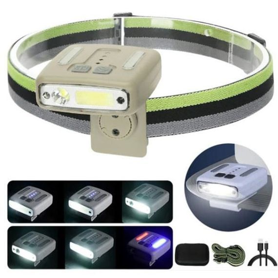 Фонарь налобный Police W6129-XPE+COB+8RGB JP-78