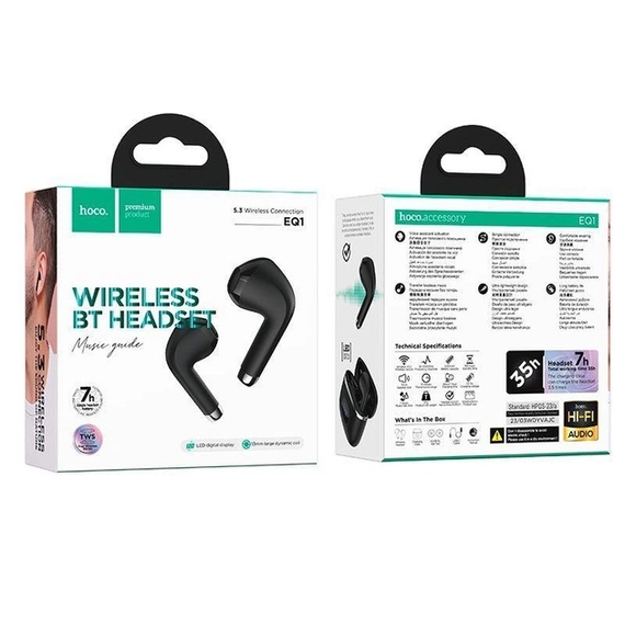 Навушники бездротові Bluetooth 5.3 Hoco EQ1 Music guide true wireless Black | Зображення 2