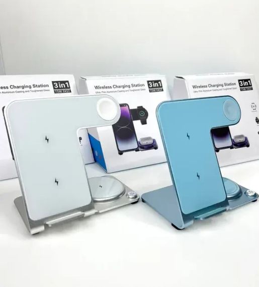 Зарядная станция 3 в 1, подставка для быстрого беспроводного зарядного устройства | Зображення 1
