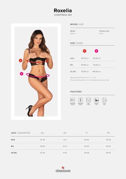 Комплект Obsessive Roxelia 2-pcs crotchless set M/L | Зображення 4