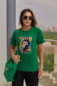 Женская футболка с принтом Labubu зеленая, размер 42/44, GF05257