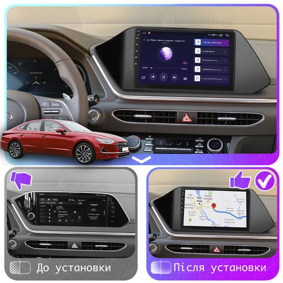 Штатная магнитола Lesko для Hyundai Sonata VIII (DN8) 2019-2020 экран 10" 4/64Gb 4G WiFi GPS Top Соната Хюндай | Зображення 2