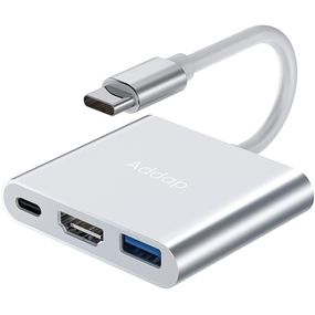 Мультифункциональный USB Type-C хаб Addap MH-06, разветвитель для ноутбука, macbook 3в1: USB 3,0+HDMI+Type-C