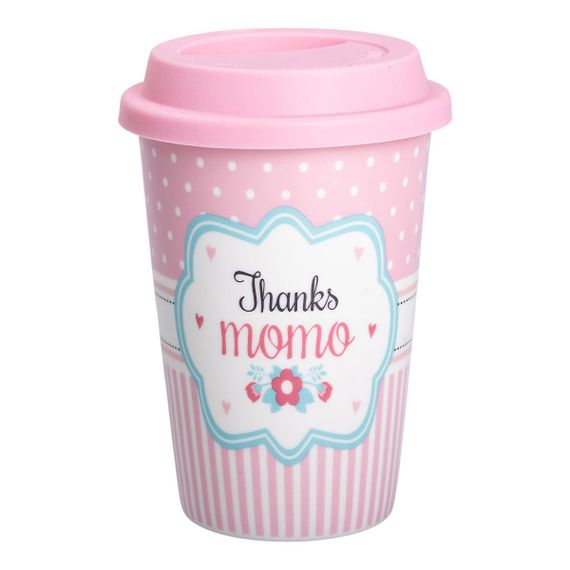Склянка керамічна 420 (мл) з силіконовою кришкою Thanks momo