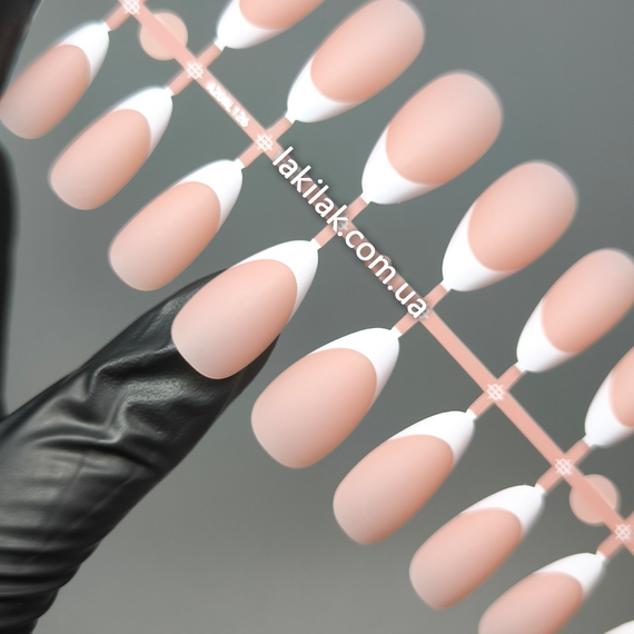 Гелевые типсы для наращивания френч 24шт (бежевый миндаль)