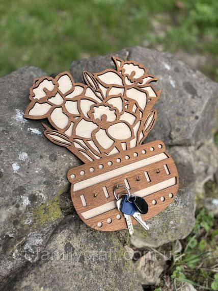 Настенная ключница из дерева Деревянный органайзер для ключей Держатель для хранения Персонализация | Зображення 7