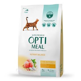 Сухий корм для котів OptiMeal Adult з куркою 4 кг B1831201