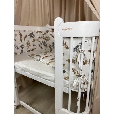 Кроватка Ingvart трансформер Nika 70 Slim с опускной боковинкой (70х94, 70х120) белая (87290011) | Зображення 4