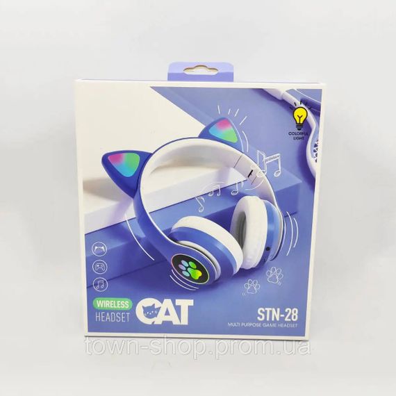 Беспроводные LED наушники с кошачьими ушками CAT STN-28. Цвет: синий | Зображення 2