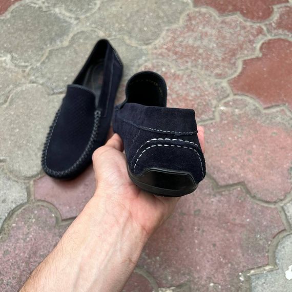 Темно синие перфорированные мужские мокасины 41 размер | Зображення 5