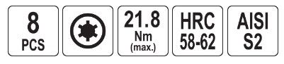 Набор бит RIBE насадка отвертки 1/2" М5-М14 8 штук YATO YT-0418 | Зображення 1