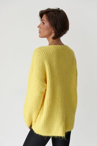 Подовжений джемпер легкої в'язки - жовтий цвет, ONE SIZE (є розміри) | Зображення 1