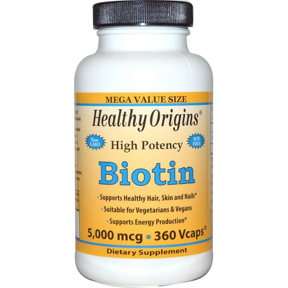 Біотин, Biotin, Healthy Origins, 5000 мкг, 360 капсул