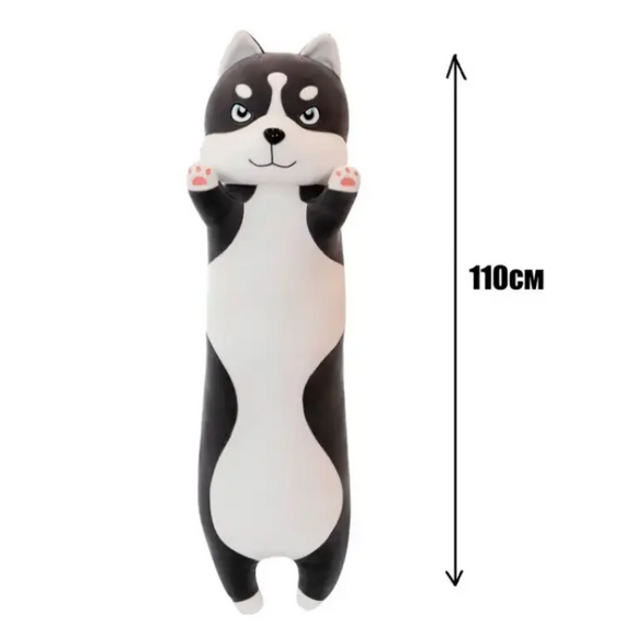 М'яка плюшева іграшка подушка обіймашка Хаскі темно-сірий 112 см, кумедна подушка-обіймашка | Зображення 6