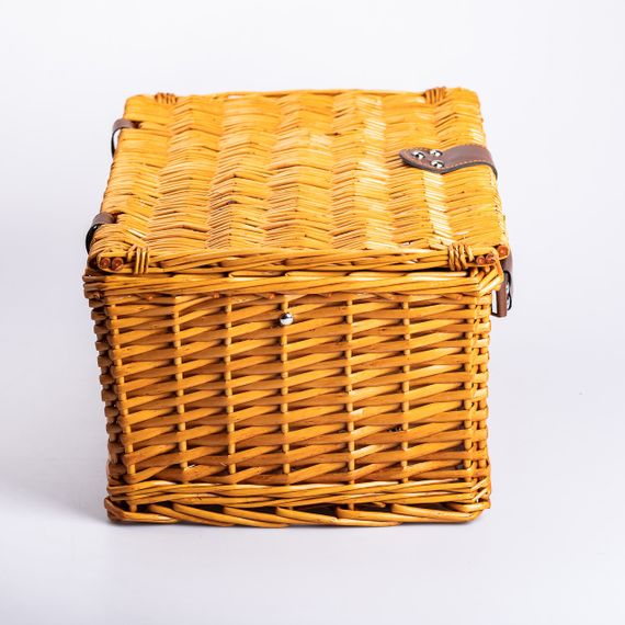 Кошик плетений для пікніка з посудом на 4 персони 42х28х20 см набір посуду туристичний для кемпінгу | Зображення 8