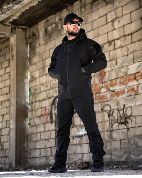 Демісезонний тактичний костюм софтшел SATELIT чорний поліція ПП8056 | Зображення 1