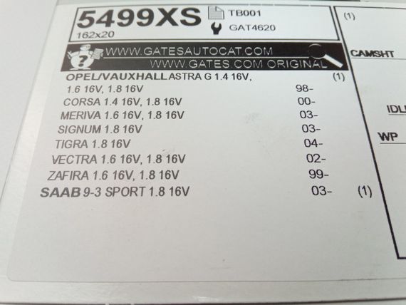 Ремінь ГРМ Lacetti 1.8 LDA, Gates (5499XS) (96413861) | Зображення 3