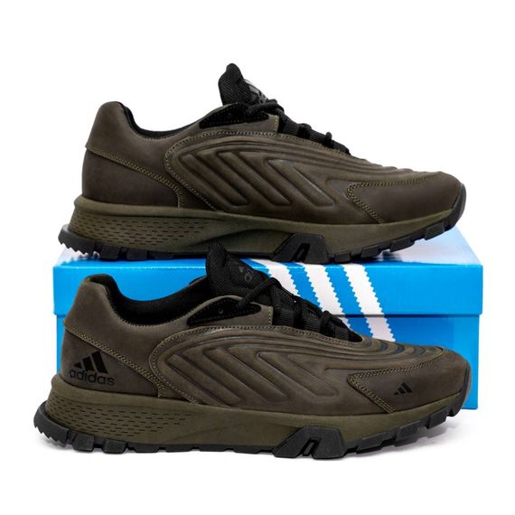 шкіряні кросівки Adidas олива. | Зображення 2