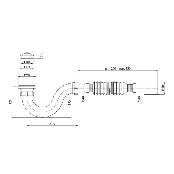 Сифон для душового піддона Kroner KRP - ST01 1 1/2"х40/50 мм прямоточний | Зображення 1