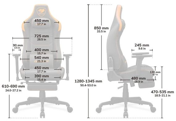 Крісло ігрове ARMOR EVO S, чорний з помаранчевим | Зображення 9