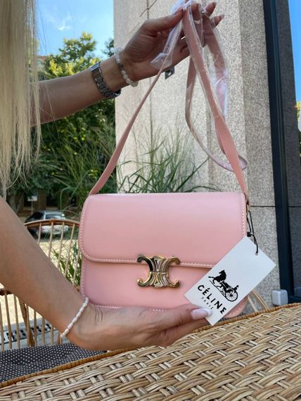 Сумка жіноча Celine Teen Triomphe Bag in Shiny Calfskin Pink Селін рожевий DN062 | Зображення 8