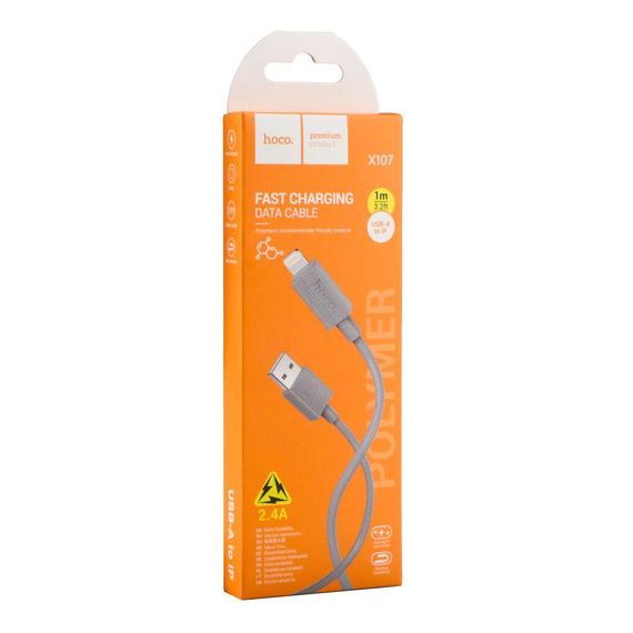 Кабель USB Hoco X107 Lightning 2.4A Колір Сірий | Зображення 3
