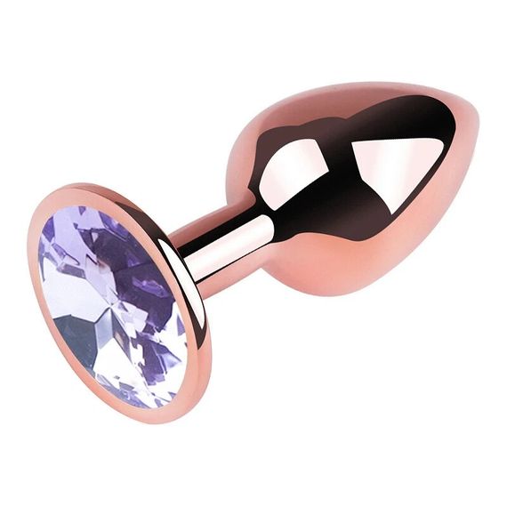 Анальная пробка EGZO Rose Gold с аметистом, анатомическая форма, нержавеющая сталь, размер M Sex Aura | Зображення 2