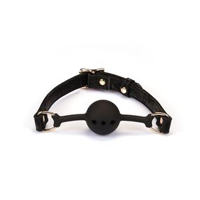 Повітропроникний кляп Liebe Seele Boudoir Amor Ball Gag Black, силіконова кулька, діаметр 4,3 см Sex Aura