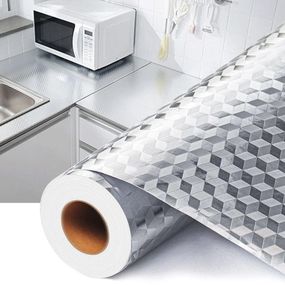 Самоклеюча фольга для кухонних поверхонь 5м х 60см, Ромб / Маслостійка кухонна плівка з фольги / Водонепроникна алюмінієва фольга