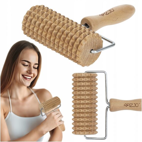 Масажний ролик для тіла 4FIZJO ручний, дерев'яний 4FJ0646 (P-5905973400251)