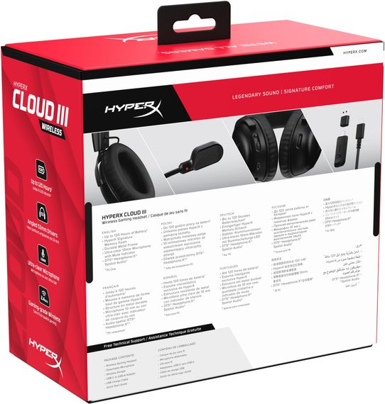 Гарнітура HyperX ігрова Cloud III, WL/USB-A/USB-C, чорний (77Z45AA) | Зображення 9