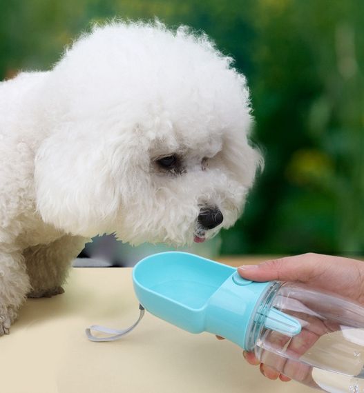 Дорожная Поилка Для Собак с Отсеком Для Корма 180 мл 2в1 Портативная Прогулочная Бутылочка 320 мл Розовая | Зображення 4