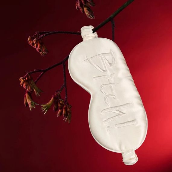 Маска на очі з написом Bitch! від UPKO, шовкова, White | Зображення 2