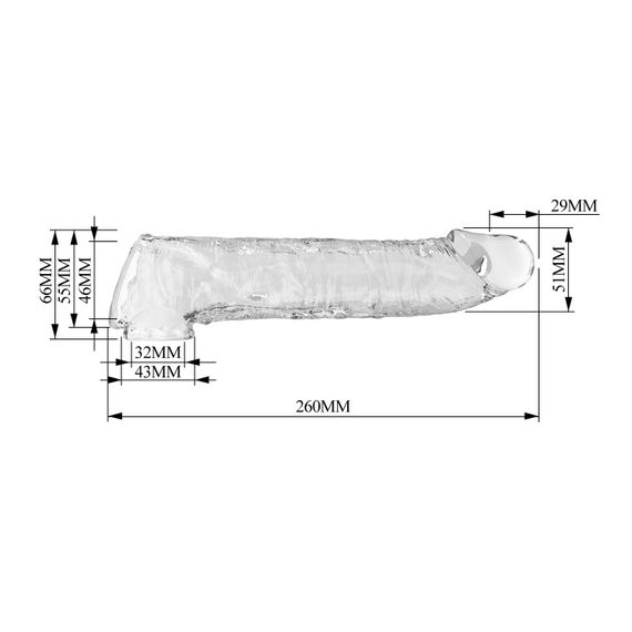Подовжуюча насадка на член - Pretty Love Extension Penis Sleeve Clear, 26 см | Зображення 9