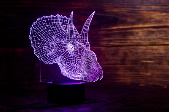 3D светильник ночник с пультом "Трицераптор"  3DTOYSLAMP | Зображення 1
