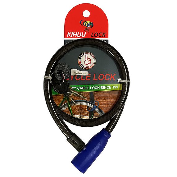 Замок велосипедний KIHUU LOCK 801, 8*65 тросовий, 2 ключі. Колір: чорний KV-62