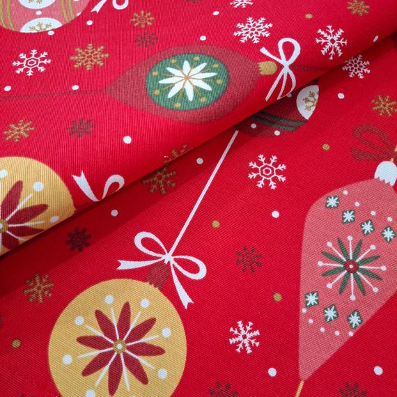 Скатертина SoundSleep Christmas Balls новорічна водостійка 110х140 см червона (2800004658577) | Зображення 7