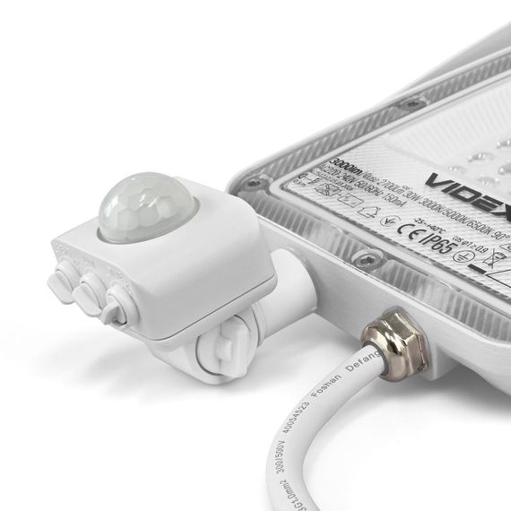 Світлодіодний прожектор VIDEX F5 30W 3000-5000-6500K з датчиком руху 230V White (VL-F5-030CW-S) | Зображення 5