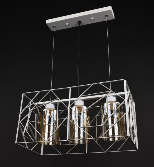 Люстра підвісна LOFT на 3 лампочки 27765 Білий 30-100х25х48 см.