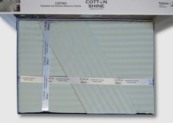 Постельное белье Cotton Shine Stripe Satin 200х220 Su Yesili | Зображення 2