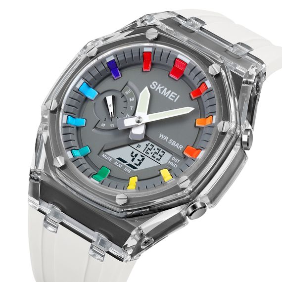 Наручний годинник Skmei 2100WTGY White-Grey | Зображення 1