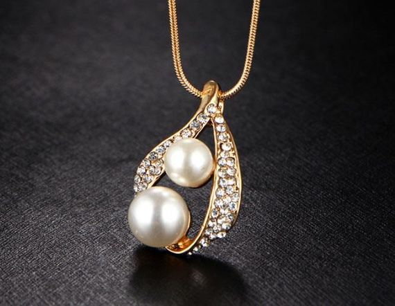Комплект сережки з підвіскою Primolux "Pearls" - Gold | Зображення 3
