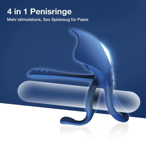 Эрекционное кольцо BeYourLover Barzillai с вибрацией и стимуляцией клитора, синее Sex Aura | Зображення 2